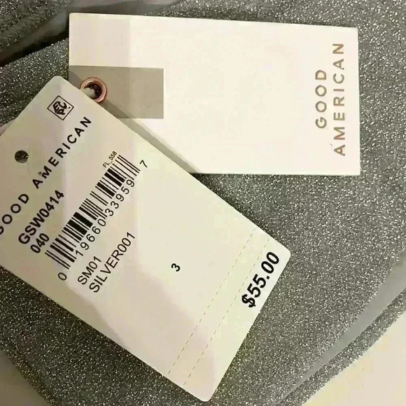 Good American Silver Sparkle Matching Bikini Size Large NEW​​ - Picture 4 of 6